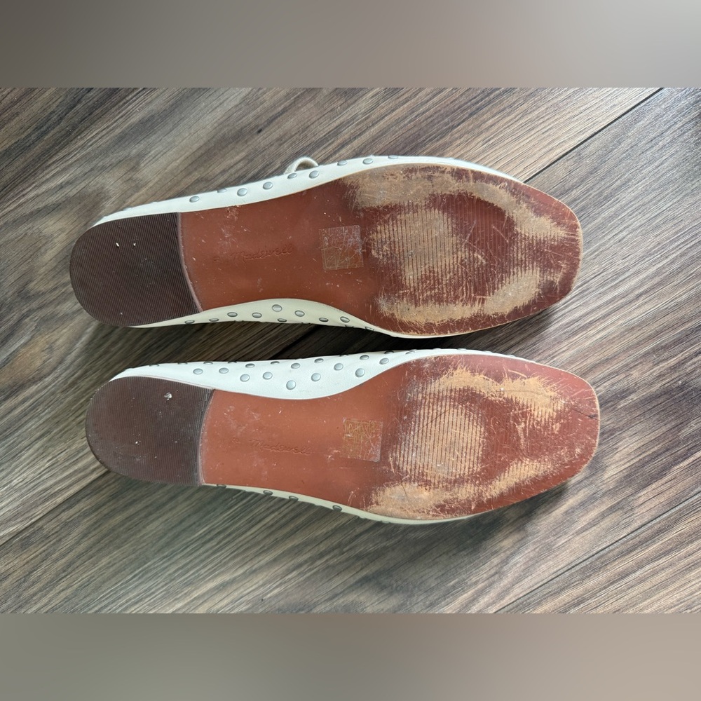 Madewell Ivory Mary Jane Studded Ballet Flats Size 8 - Picture 8 of 8